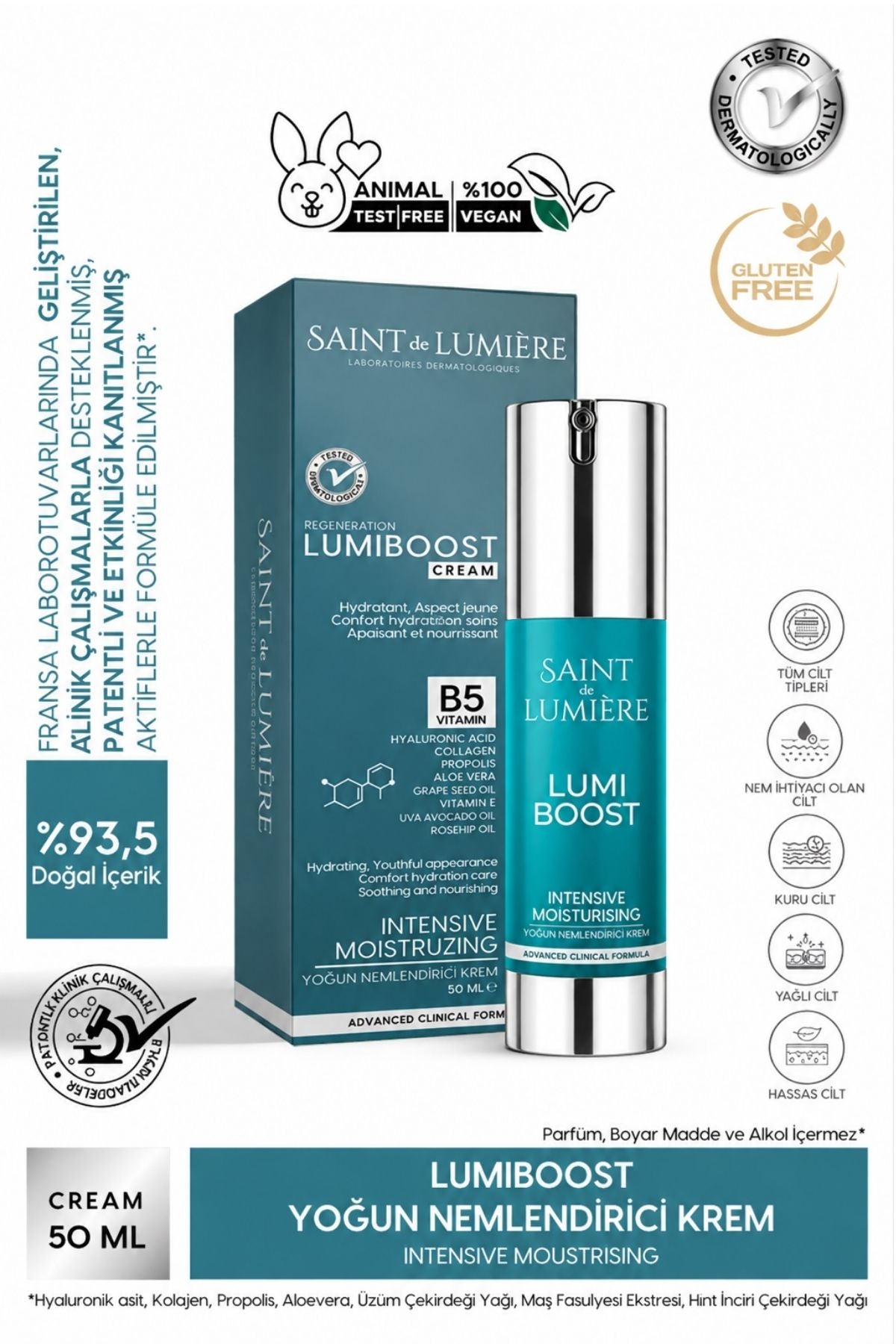 LUMIBOOST 72 Saat Etkili Yoğun Nemlendirici, Yaşlanma Karşıtı Krem 50ml - Kolajen, B5, Hyraluronik
