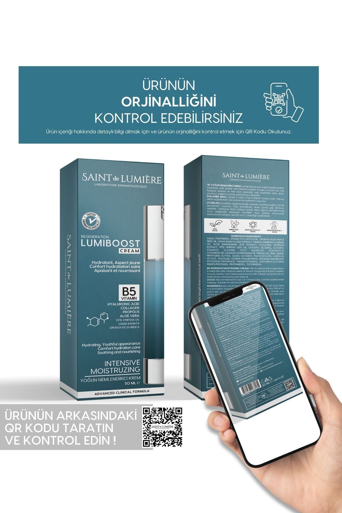 LUMIBOOST 72 Saat Etkili Yoğun Nemlendirici, Yaşlanma Karşıtı Krem 50ml - Kolajen, B5, Hyraluronik