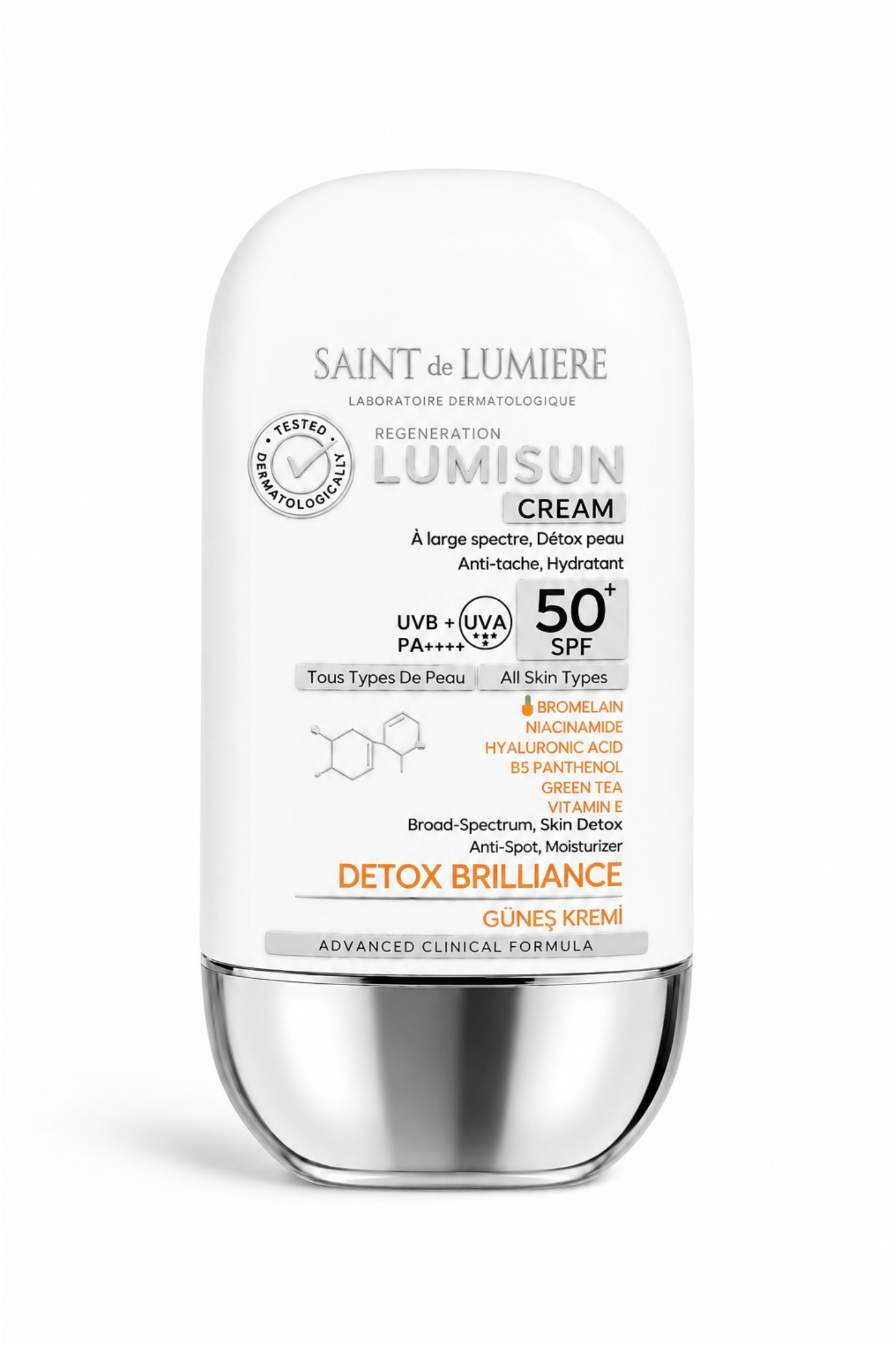LUMISUN Detox Brilliance SPF 50+, 50 ml Güneş Kremi - Bromelain, Niacinamide, E vitamin, Hyaluronik