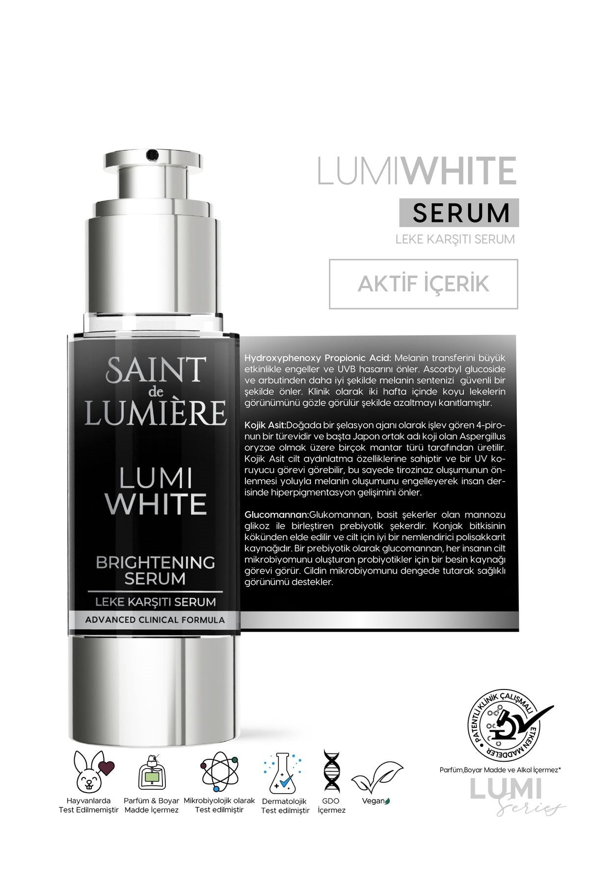 LUMIWHITE Leke Karşıtı, Cilt Tonu Eşitleyici ve Aydınlatıcı Serum 30ml - Akne, Hamilelik ve Güneş