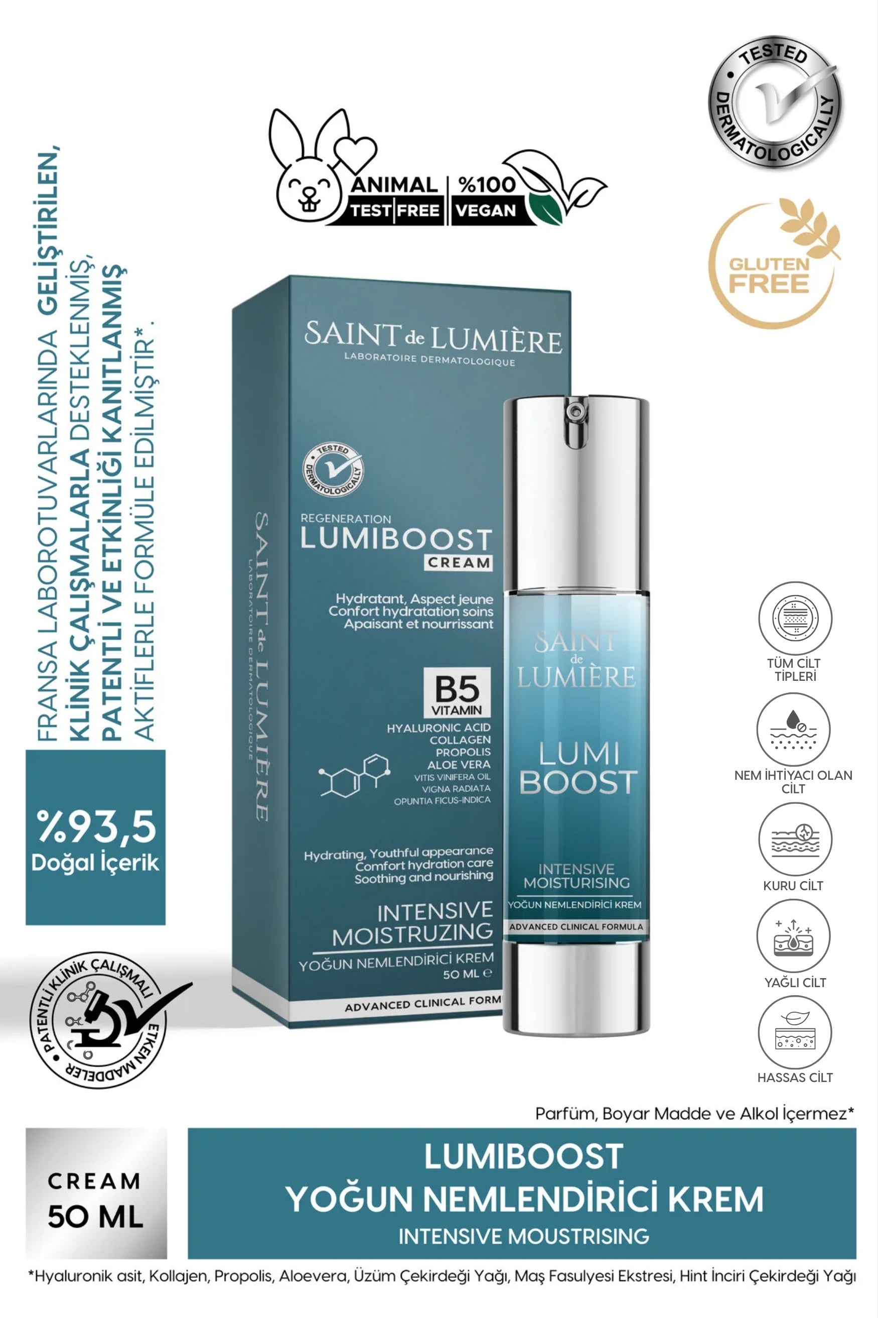 LUMIBOOST 72 Saat Etkili Yoğun Nemlendirici, Yaşlanma Karşıtı Krem 50ml - Kolajen, B5, Hyraluronik