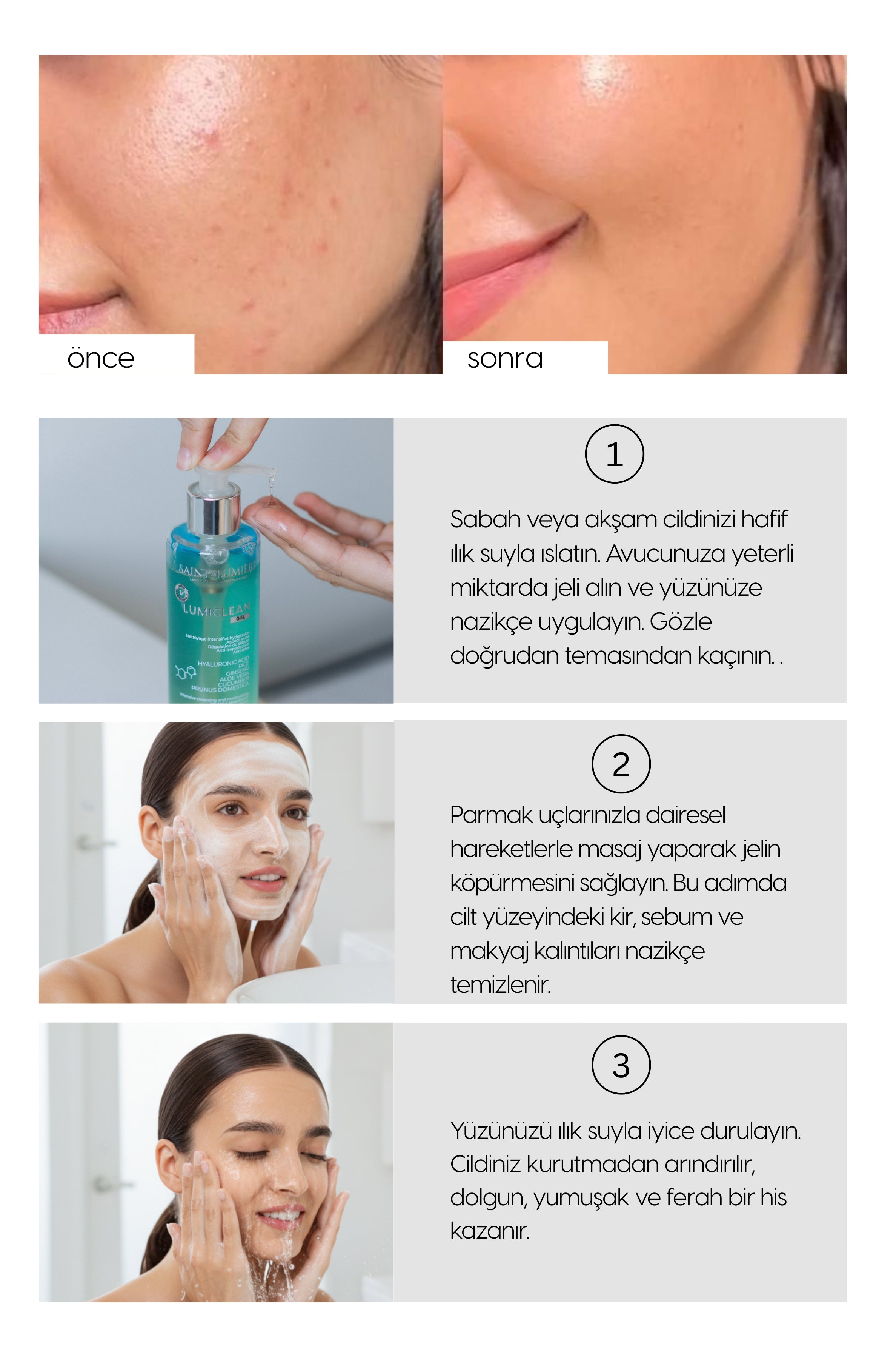 LUMICLEAN Nemlendirici ve Bariyer Onarıcı Temizleme Jeli 200 ml Hassas, Kuru ve Yağlı- Pirinç, Hyaluronic Acid, Ginseng