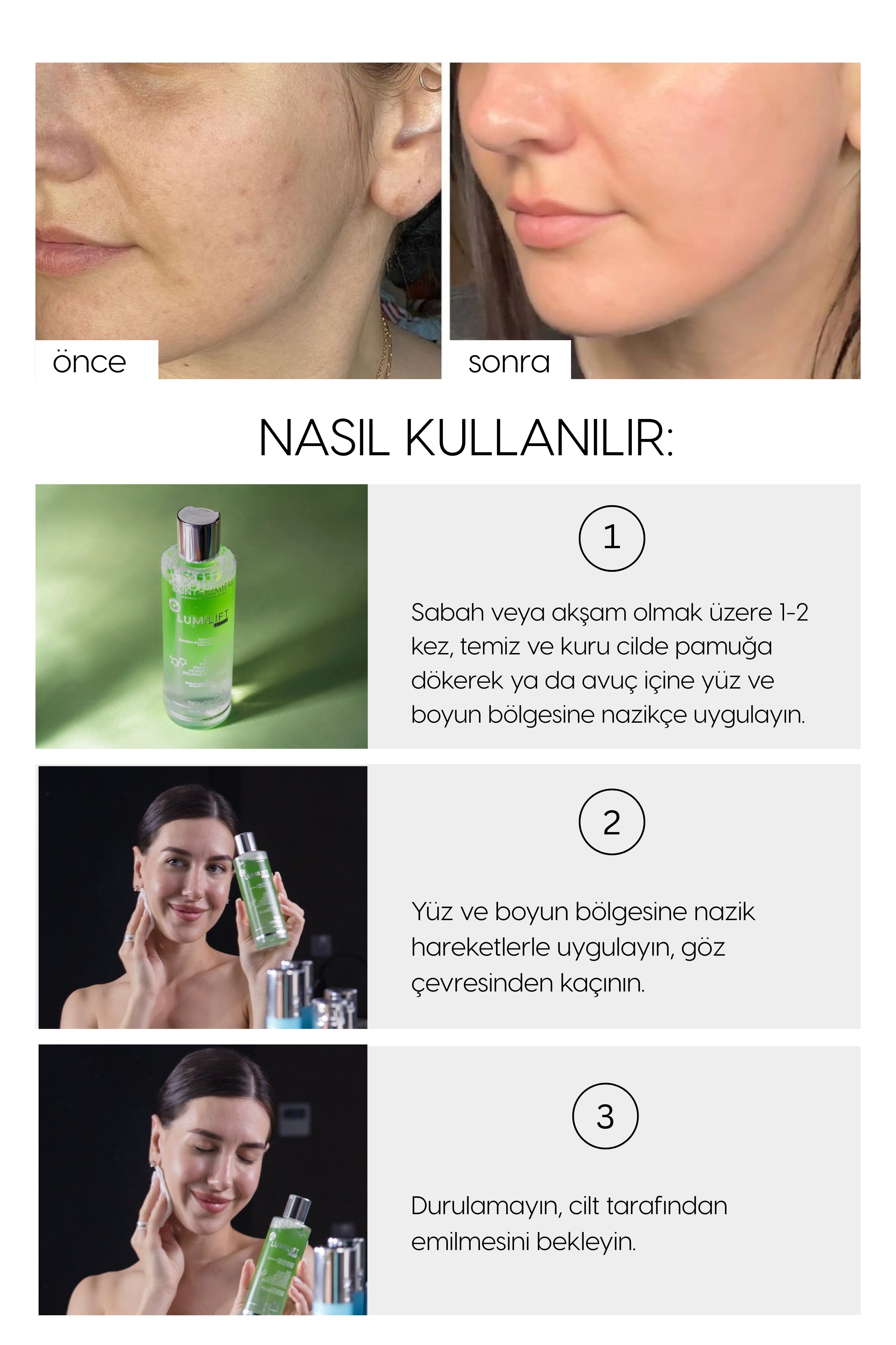 LUMILIFT Canlandırıcı, Gözenek Sıkılaştırıcı, Kırışıklık, Siyah Nokta ve Leke Karşıtı, Tonik 200ml