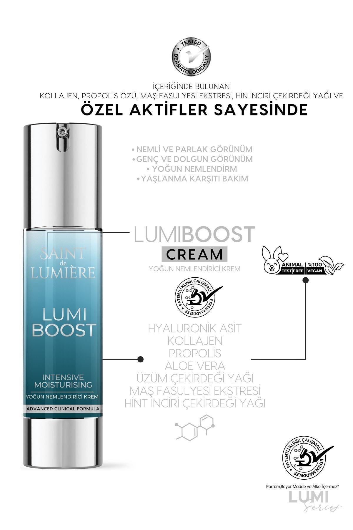 LUMIBOOST 72 Saat Etkili Yoğun Nemlendirici, Yaşlanma Karşıtı Krem 50ml - Kolajen, B5, Hyraluronik