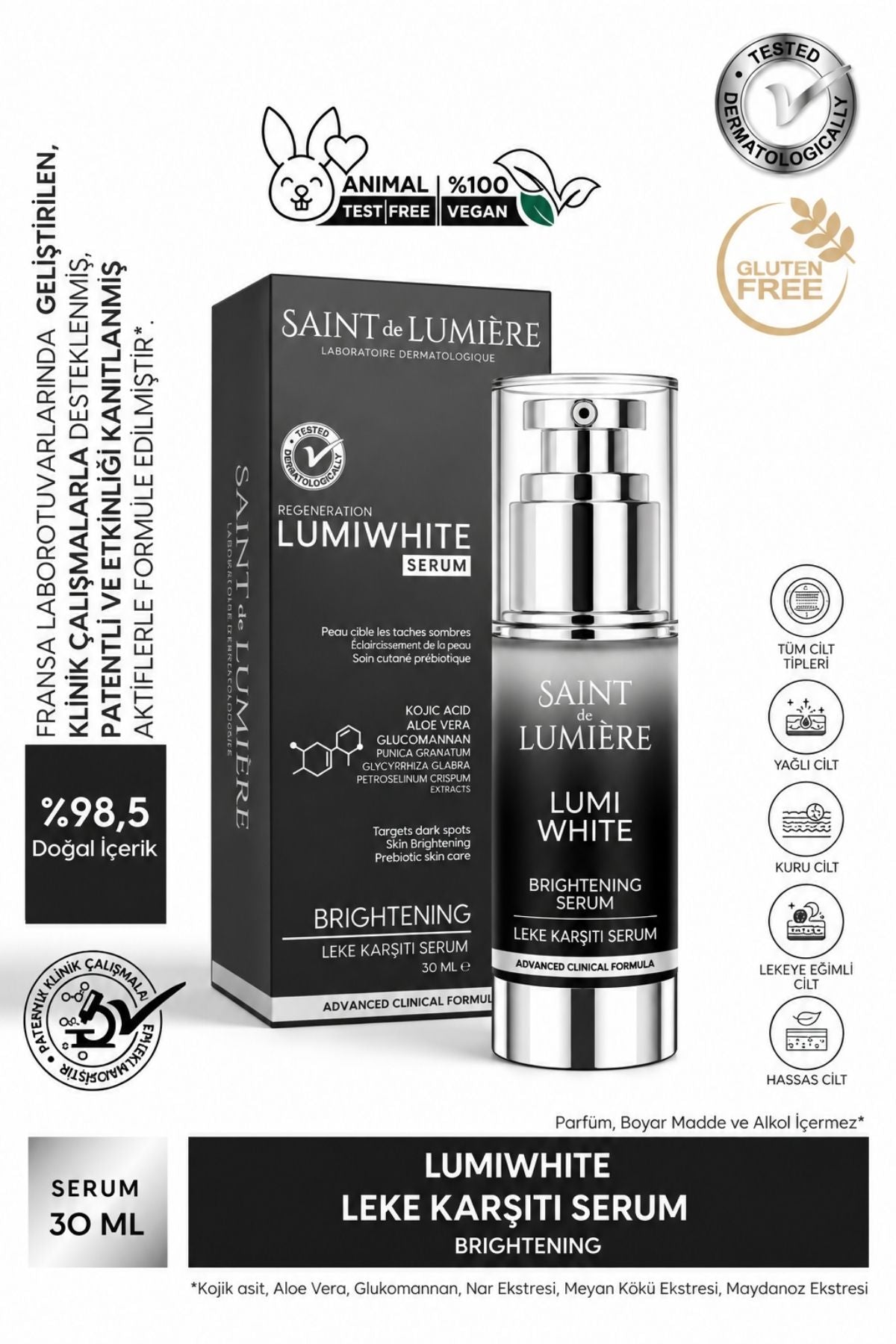 LUMIWHITE Leke Karşıtı, Cilt Tonu Eşitleyici ve Aydınlatıcı Serum 30ml - Akne, Hamilelik ve Güneş