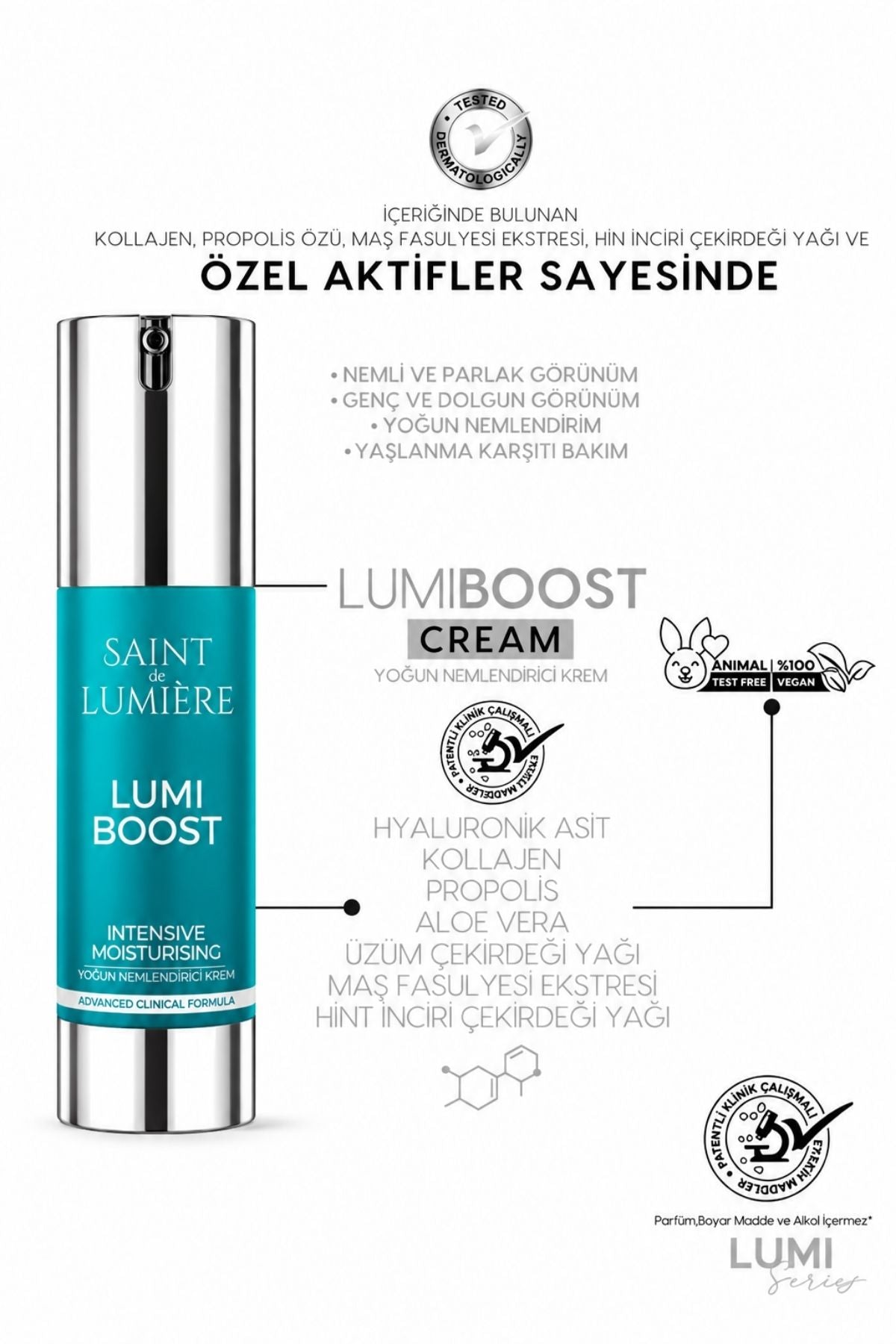 LUMIBOOST 72 Saat Etkili Yoğun Nemlendirici, Yaşlanma Karşıtı Krem 50ml - Kolajen, B5, Hyraluronik