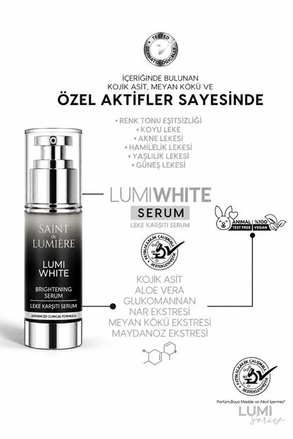 LUMIWHITE Leke Karşıtı, Cilt Tonu Eşitleyici ve Aydınlatıcı Serum 30ml - Akne, Hamilelik ve Güneş