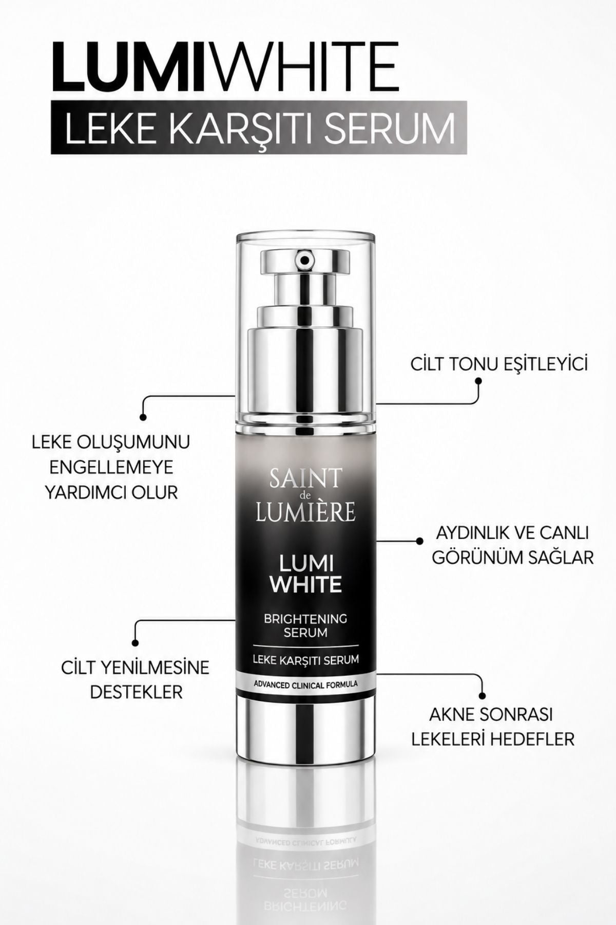 LUMIWHITE Leke Karşıtı, Cilt Tonu Eşitleyici ve Aydınlatıcı Serum 30ml - Akne, Hamilelik ve Güneş
