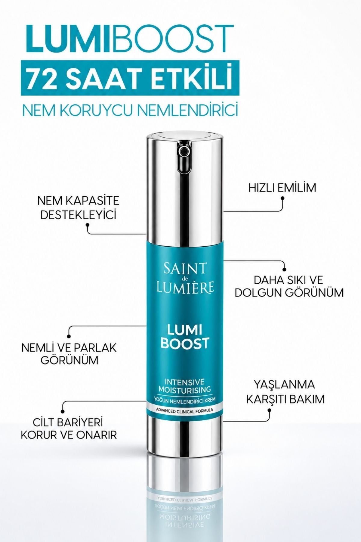 LUMIBOOST 72 Saat Etkili Yoğun Nemlendirici, Yaşlanma Karşıtı Krem 50ml - Kolajen, B5, Hyraluronik