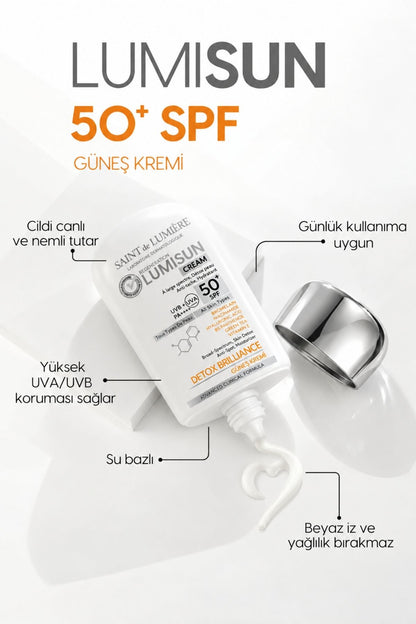LUMISUN Detox Brilliance SPF 50+, 50 ml Güneş Kremi - Bromelain, Niacinamide, E vitamin, Hyaluronik