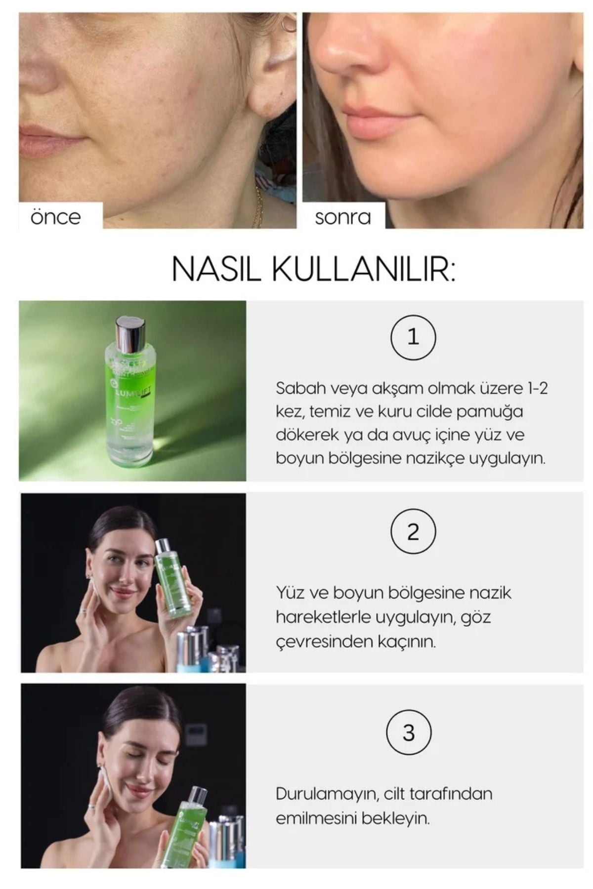 LUMILIFT Canlandırıcı, Gözenek Sıkılaştırıcı, Kırışıklık, Siyah Nokta ve Leke Karşıtı, Tonik 200ml