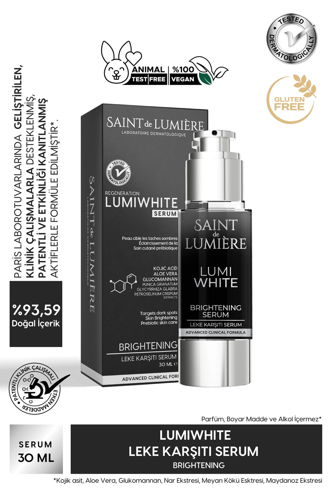 LUMIWHITE Leke Karşıtı, Cilt Tonu Eşitleyici ve Aydınlatıcı Serum 30ml - Akne, Hamilelik ve Güneş