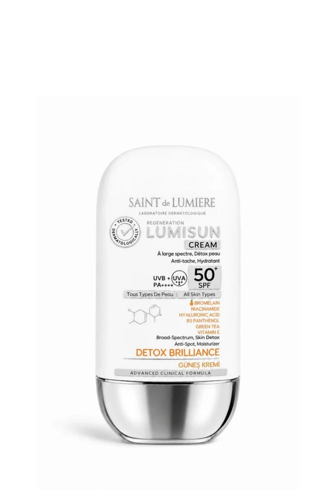 LUMISUN Detox Brilliance SPF 50+, 50 ml Güneş Kremi - Bromelain, Niacinamide, E vitamin, Hyaluronik
