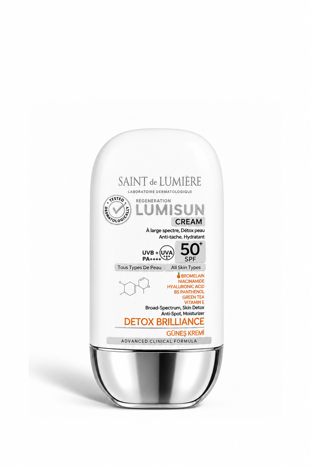 LUMISUN Detox Brilliance SPF 50+, 50 ml Güneş Kremi - Bromelain, Niacinamide, E vitamin, Hyaluronik