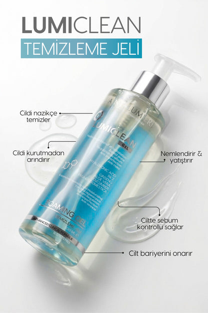 LUMICLEAN Nemlendirici ve Bariyer Onarıcı Temizleme Jeli 200 ml Hassas, Kuru ve Yağlı- Pirinç, Hyaluronic Acid, Ginseng