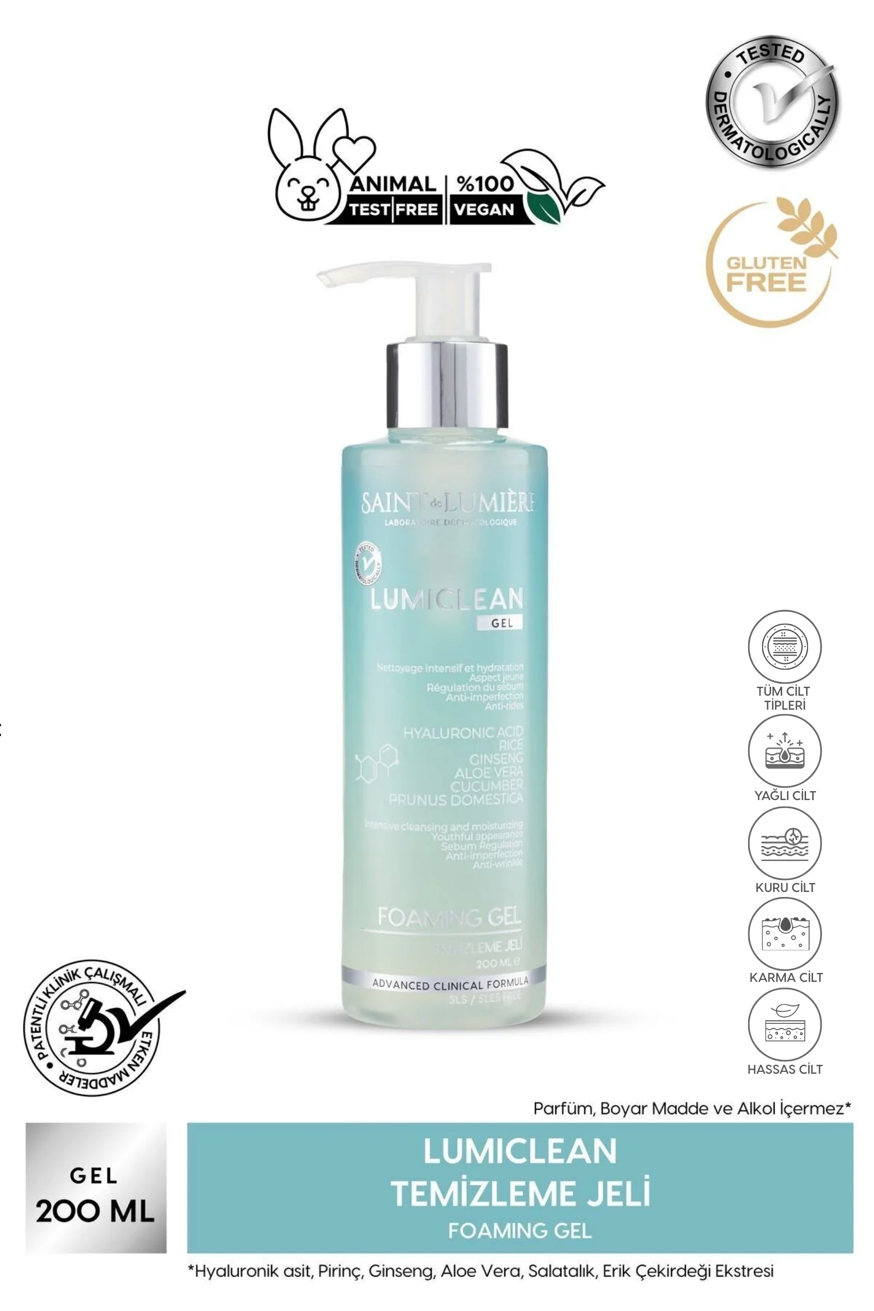 LUMICLEAN Nemlendirici ve Bariyer Onarıcı Temizleme Jeli 200 ml Hassas, Kuru ve Yağlı- Pirinç, Hyaluronic Acid, Ginseng