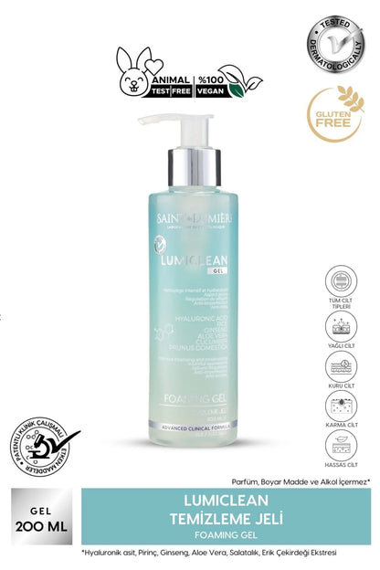 LUMICLEAN Nemlendirici ve Bariyer Onarıcı Temizleme Jeli 200 ml Hassas, Kuru ve Yağlı- Pirinç, Hyaluronic Acid, Ginseng